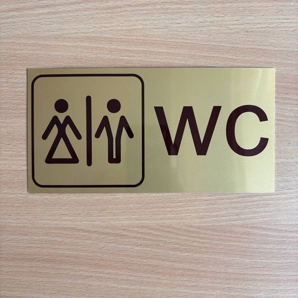 Металева табличка на туалет WC &laquo;Чоловічий та Жіночий&raquo; спільна, розмір 200х100 мм TAB028 фото