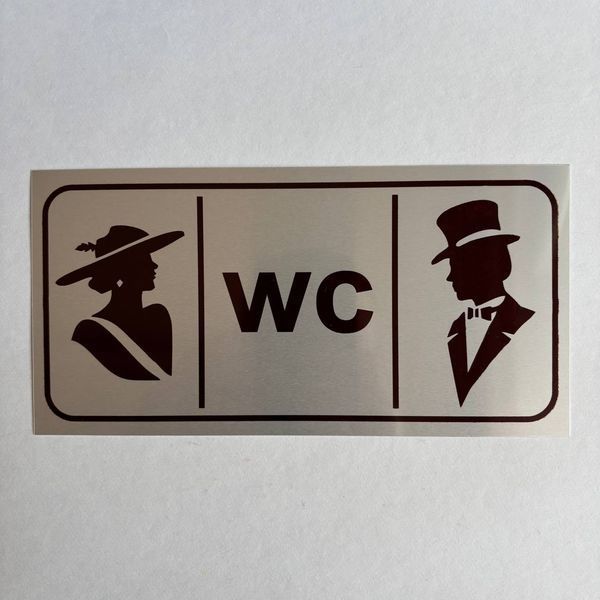 Металева табличка на туалет WC &laquo;Джентльмен та Леді&raquo; в рамці, розмір 200х100 мм TAB024 фото