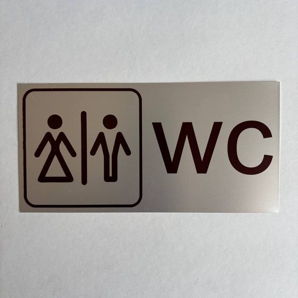 Металева табличка на туалет WC &laquo;Чоловічий та Жіночий&raquo; спільна, розмір 200х100 мм TAB025 фото