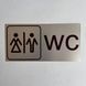 Металева табличка на туалет WC &laquo;Чоловічий та Жіночий&raquo; спільна, розмір 200х100 мм TAB025 фото 2